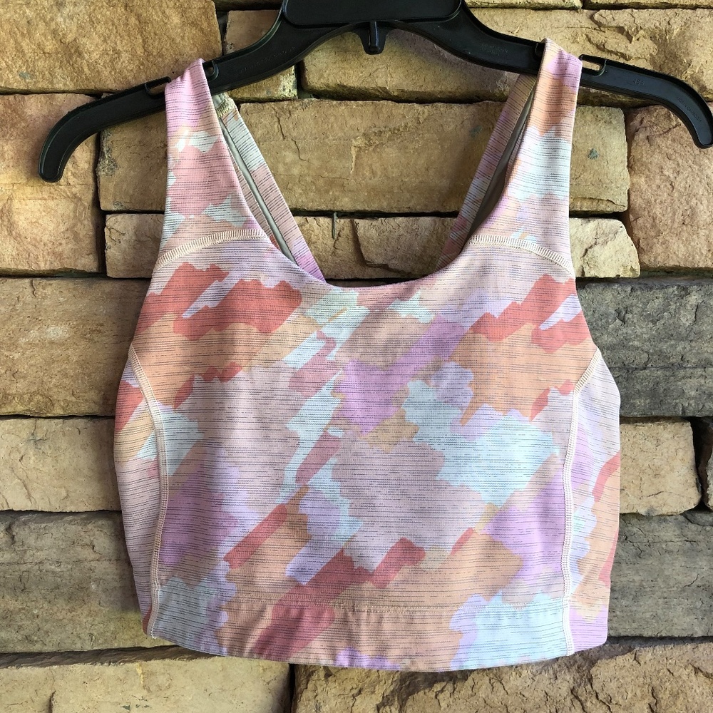 Outdoor Voices pink gray cross strap sports bra XL